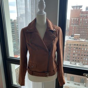 Brick Brown Suede Moto Jacket
